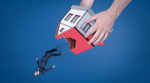 Illustration of a landlord removing a tenant from a rental home, highlighting common reasons tenants sue landlords.