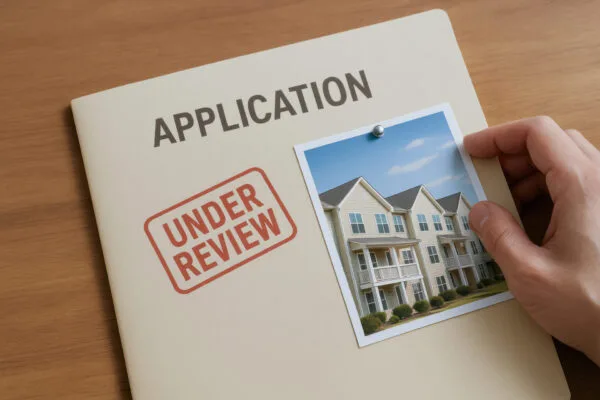 Rental application under review as part of the tenant screening process