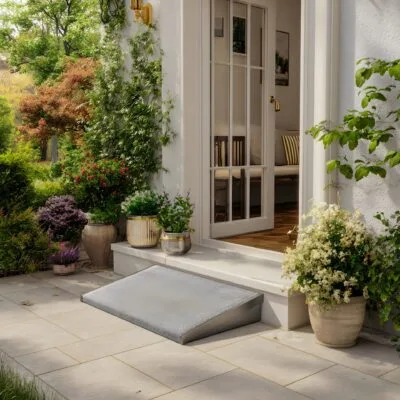 ADA-compliant wheelchair ramp providing accessible access to an HOA clubhouse entrance