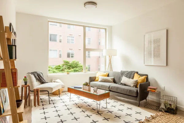 clean, sunny living room