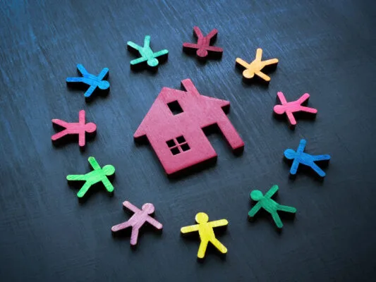 A Home and colorful figurines around.