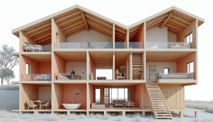 Cutaway view of a residential rental property showing structural components and interior assets for bonus depreciation