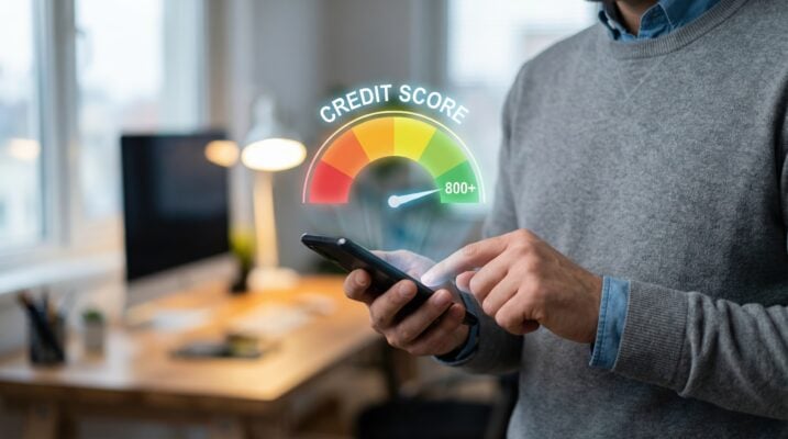 Soft credit score check on a mobile phone during rental application screening