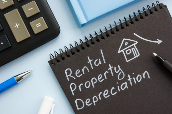 Accelerated depreciation for rental property explained with calculator and notebook