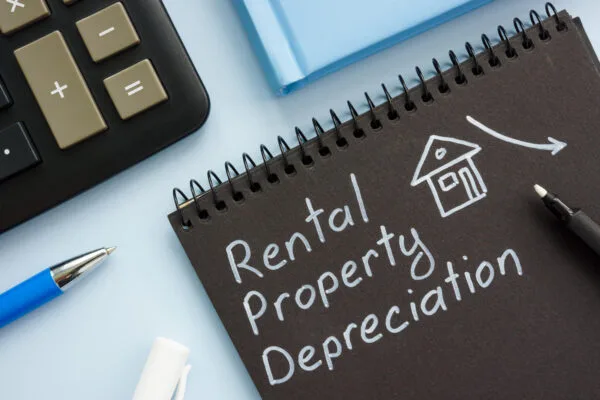 Accelerated depreciation for rental property explained with calculator and notebook