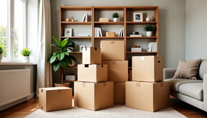packed boxes showing organized handling of tenant belongings