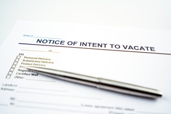 written notice of lease non-renewal document on desk