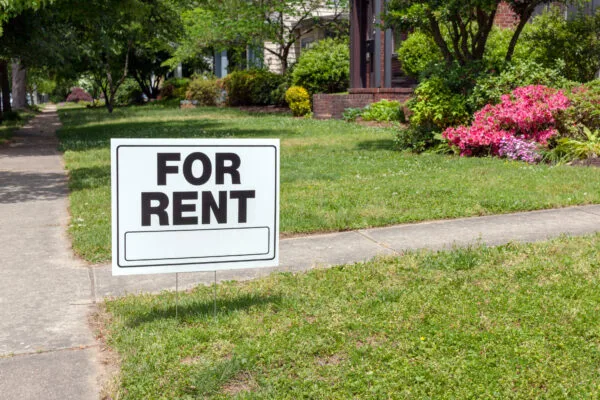 For rent sign outside a residential property in Virginia