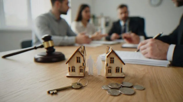 Judge's gavel and legal documents during the court eviction process
