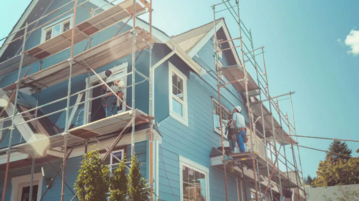 Exterior rental property maintenance work on a residential property