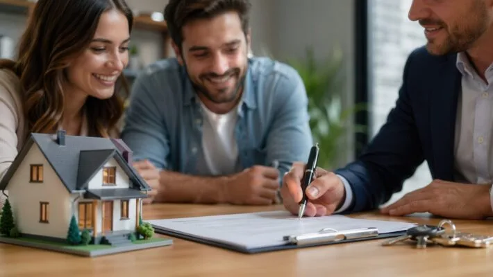 First-time real estate investors discussing their rental property questions with a professional