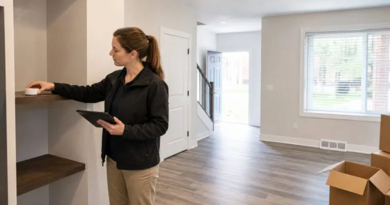 Property manager inspecting an updated rental home before it is ready for tenants