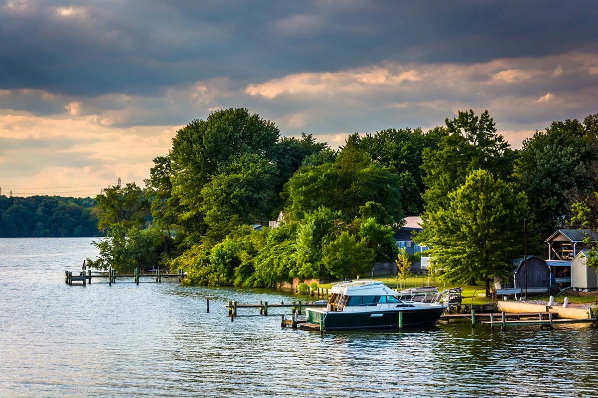 Boats and docks along the Back River in Essex, Maryland. | Bay Property Management Group