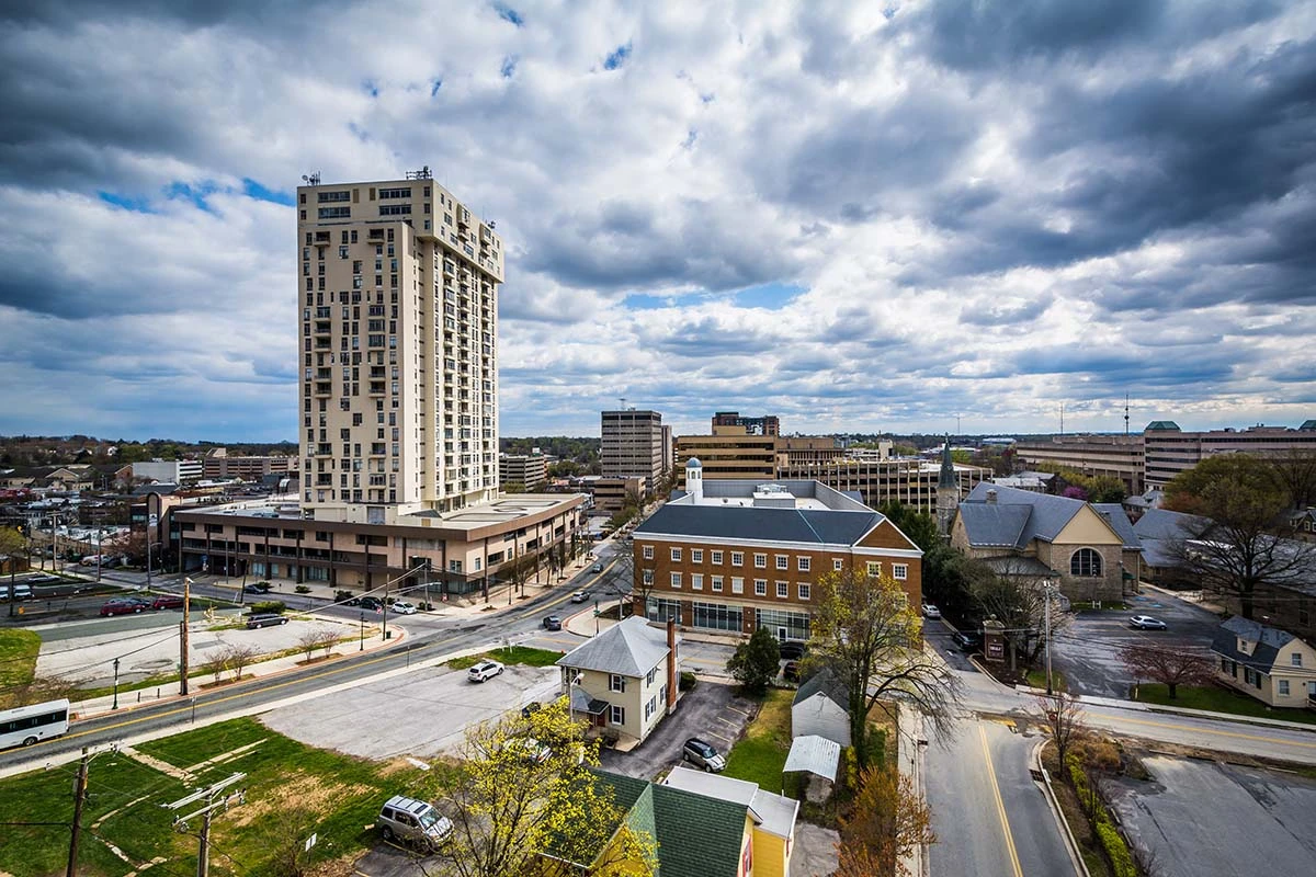 View of buildings in Towson, Maryland. | Bay Property Management Group